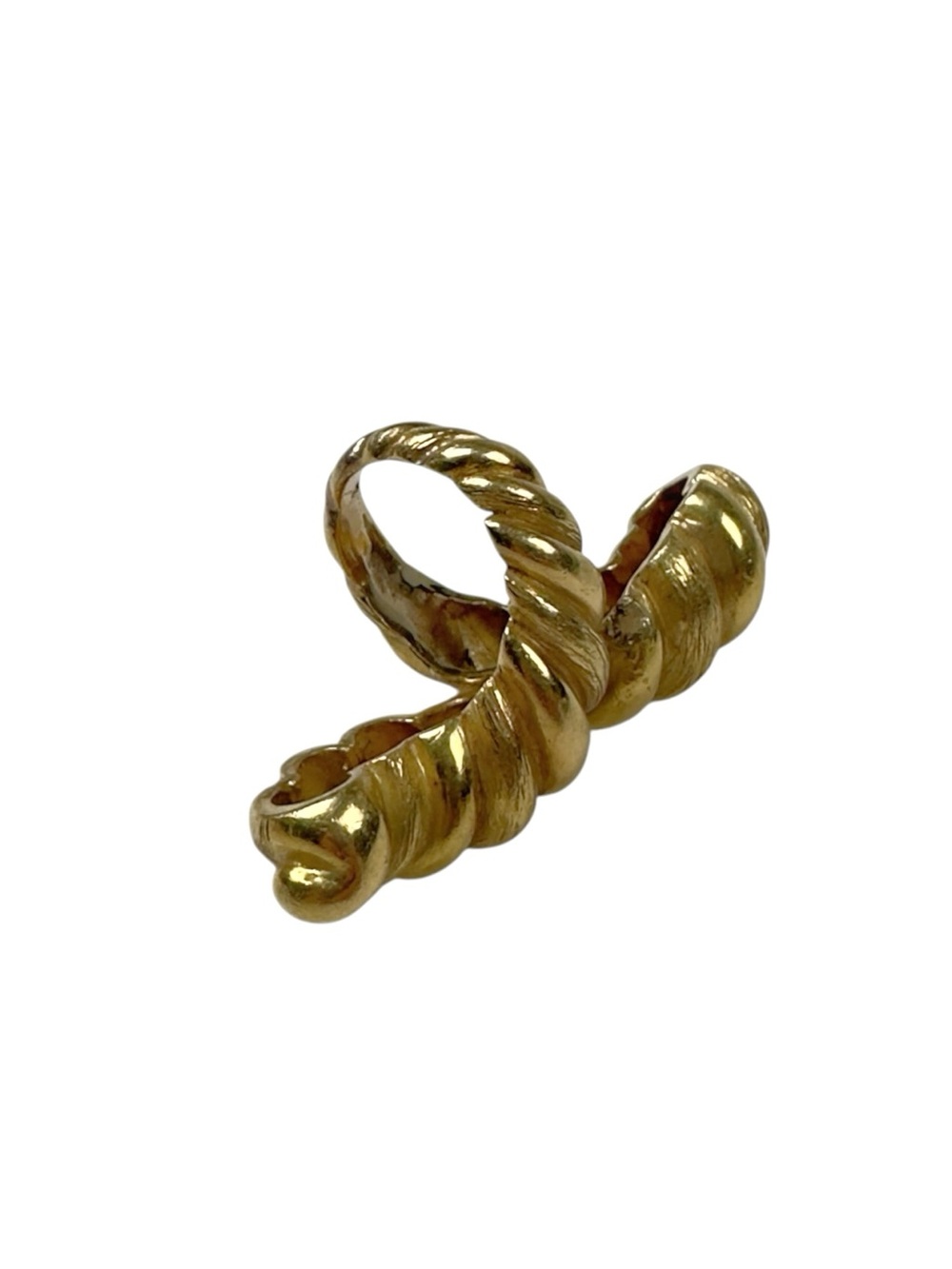 Vintage Gold Plated Dome Croissant Twisted Cocktail Ring Size 4 - Picture 2 of 6